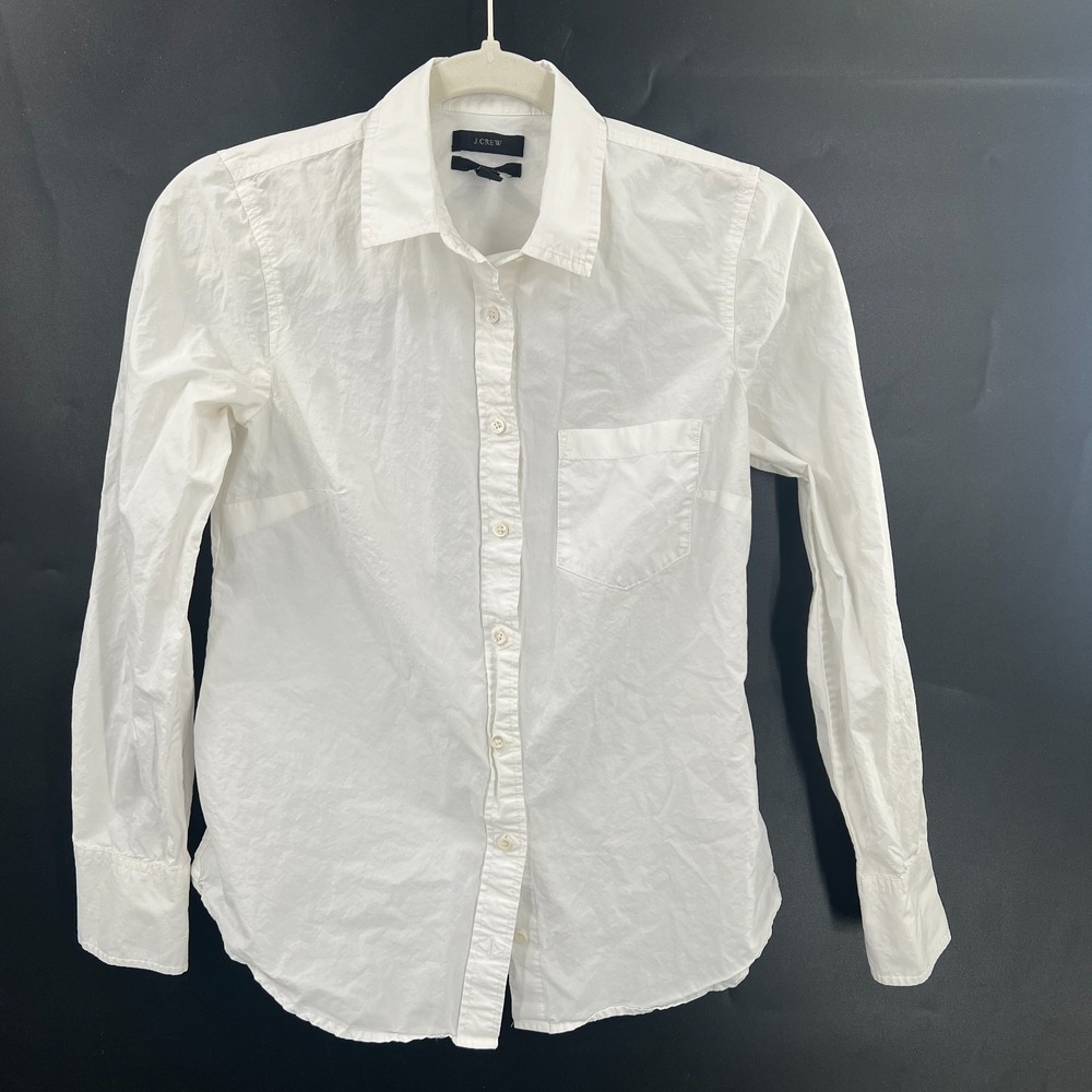 J.Crew classic white button front cotton shirt preppy classic casual nautical 0 - Picture 6 of 7